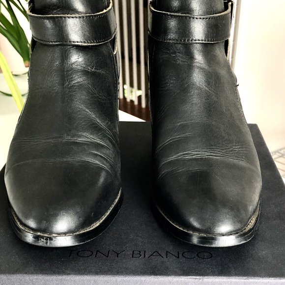 Tony Bianco Black Leather Rigby Ankle Boots Size 9.5 - Picture 5 of 10